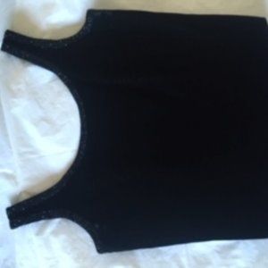 Women's Black Velvet Beaded Sleeveless Top